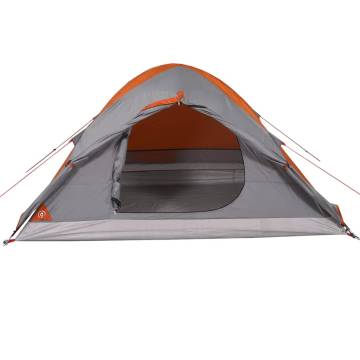 Camping Tent Dome 4-Person Grey and Orange Waterproof