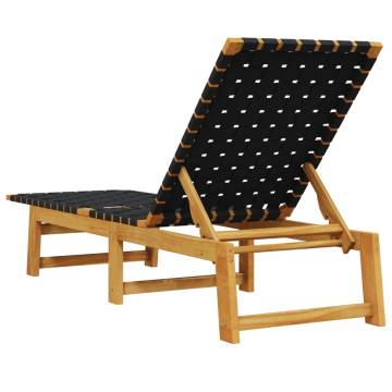 Sun Loungers 2 pcs Black Solid Wood Acacia and Fabric