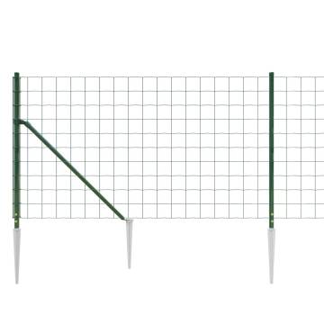 Wire Mesh Fence with Spike Anchors Green 1x25 m