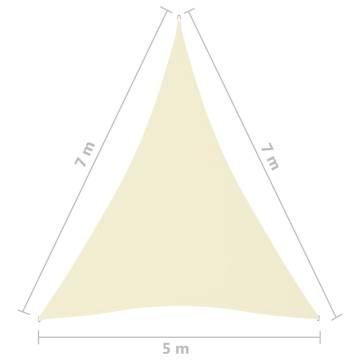 Sunshade Sail Oxford Fabric Triangular 5x7x7 m Cream