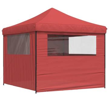 Foldable Party Tent Pop-Up with 4 Sidewalls Burgundy