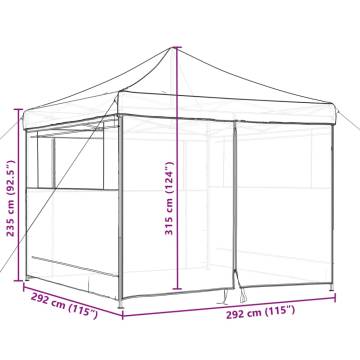 Foldable Party Tent Pop-Up with 4 Sidewalls Burgundy