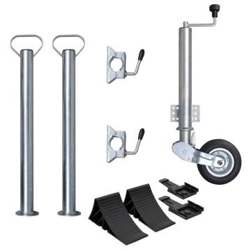 Trailer Jack Wheel 60 mm with 2 Support Tubes and 2 Split Clamps