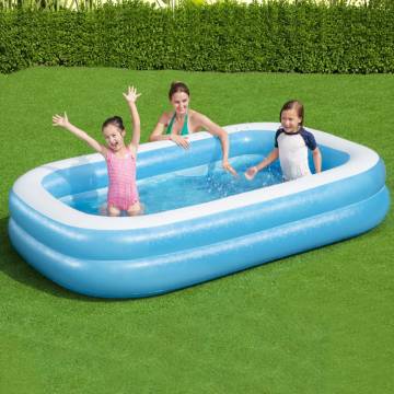 Bestway Family Rectangular Inflatable Pool 262x175x51cm Blue and White