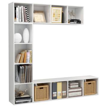 3 Piece Book/TV Cabinet Set High Gloss White 180x30x180 cm