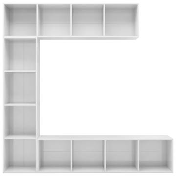 3 Piece Book/TV Cabinet Set High Gloss White 180x30x180 cm