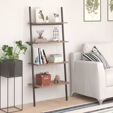 4-Tier Leaning Shelf Dark Brown and Black 64x34x150.5 cm