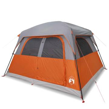 Family Tent Cabin 6-Person Grey and Orange Waterproof