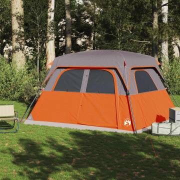 Family Tent Cabin 6-Person Grey and Orange Waterproof