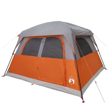 Family Tent Cabin 6-Person Grey and Orange Waterproof