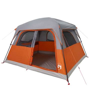 Family Tent Cabin 6-Person Grey and Orange Waterproof