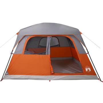 Family Tent Cabin 6-Person Grey and Orange Waterproof