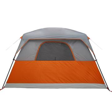 Family Tent Cabin 6-Person Grey and Orange Waterproof