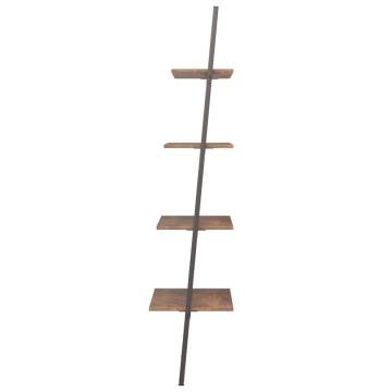 4-Tier Leaning Shelf Dark Brown and Black 64x34x150.5 cm