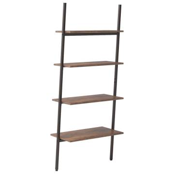 4-Tier Leaning Shelf Dark Brown and Black 64x34x150.5 cm