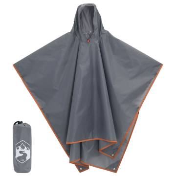 Rain Poncho with Hood 2-in-1 Design Grey and Orange 223x145 cm