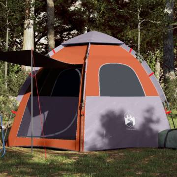 Camping Tent Cabin 4-Person Grey and Orange Quick Release