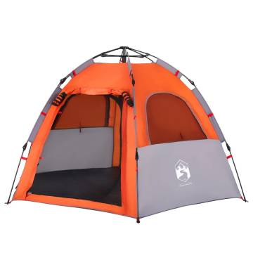 Camping Tent Cabin 4-Person Grey and Orange Quick Release