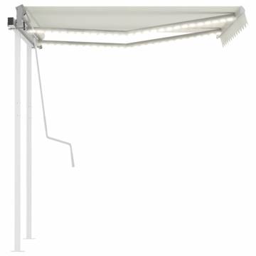 Manual Retractable Awning with LED 3.5x2.5 m Cream