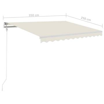 Manual Retractable Awning with LED 3.5x2.5 m Cream