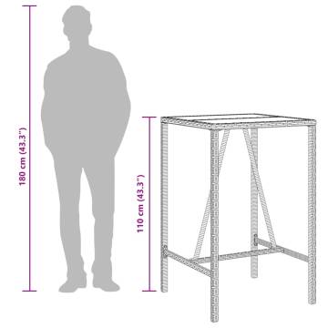 Outdoor Bar Table Grey 70x70x110 cm Poly Rattan