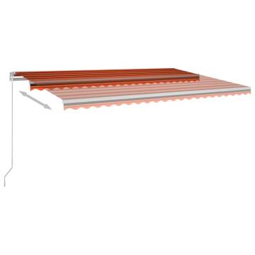 Manual Retractable Awning with LED 500x300 cm Orange and Brown