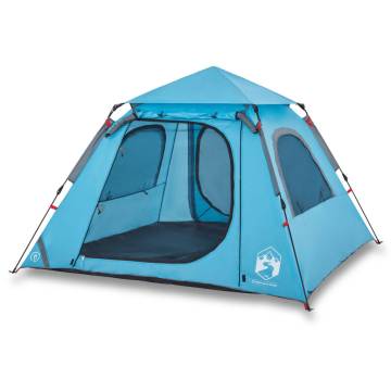 Camping Tent Dome 4-Person Blue Quick Release