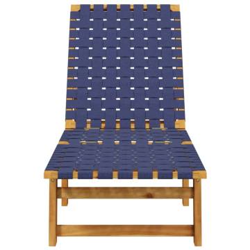 Sun Loungers 2 pcs Dark Blue Solid Wood Acacia and Fabric