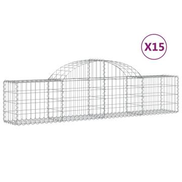 Arched Gabion Baskets 15 pcs 200x30x40/60 cm Galvanised Iron