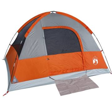 Camping Tent Dome 3-Person Grey and Orange Waterproof