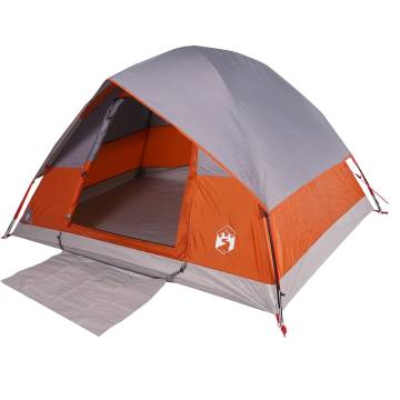 Camping Tent Dome 3-Person Grey and Orange Waterproof