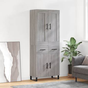 Highboard Grey Sonoma 69.5x34x180 cm Engineered Wood