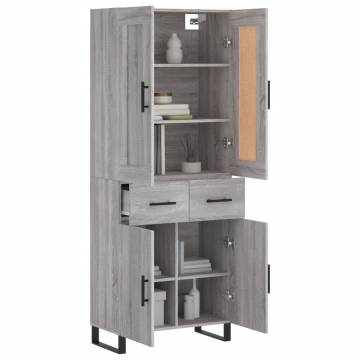 Highboard Grey Sonoma 69.5x34x180 cm Engineered Wood