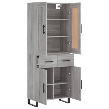 Highboard Grey Sonoma 69.5x34x180 cm Engineered Wood