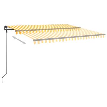 Manual Retractable Awning with Posts 4.5x3.5 m Yellow & White