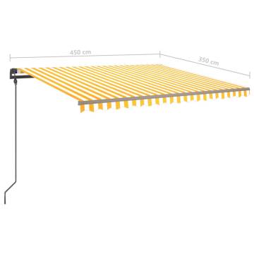 Manual Retractable Awning with Posts 4.5x3.5 m Yellow & White