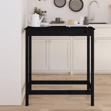 Bar Table Black 100x50x110 cm Solid Wood Pine