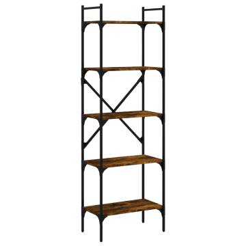 Bookcase 5-Tier Smoked Oak 56x31.5x174 cm Engineered Wood