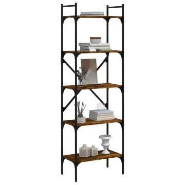 Bookcase 5-Tier Smoked Oak 56x31.5x174 cm Engineered Wood