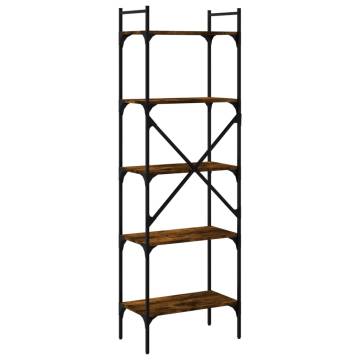 Bookcase 5-Tier Smoked Oak 56x31.5x174 cm Engineered Wood