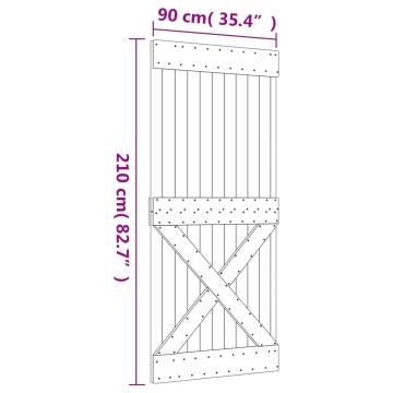 Sliding Door with Hardware Set 90x210 cm Solid Wood Pine