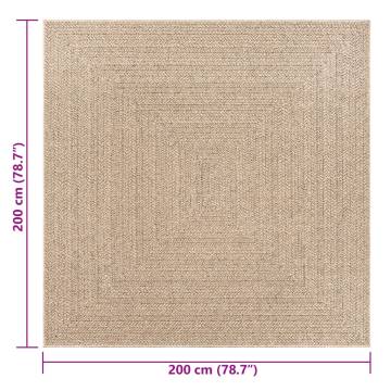 Rug ZIZUR 200x200 cm Jute Look Indoor and Outdoor