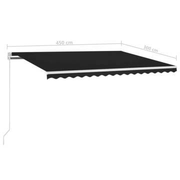 Manual Retractable Awning with LED 450x300 cm Anthracite