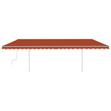 Manual Retractable Awning with LED 6x3.5 m Orange and Brown