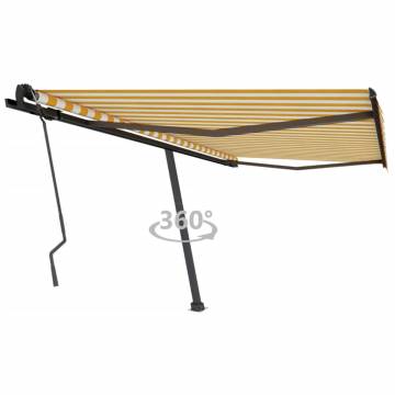 Freestanding Manual Retractable Awning 450x350 cm Yellow/White