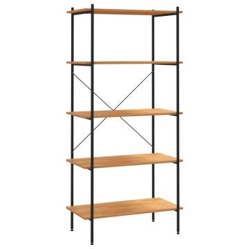 5-Tier Shelving Unit Black and Oak 80x40x163 cm