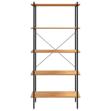 5-Tier Shelving Unit Black and Oak 80x40x163 cm