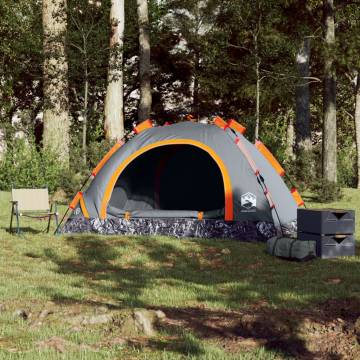 Camping Tent 4-Person Grey and Orange Quick Release