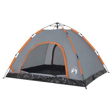 Camping Tent 4-Person Grey and Orange Quick Release