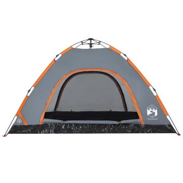 Camping Tent 4-Person Grey and Orange Quick Release